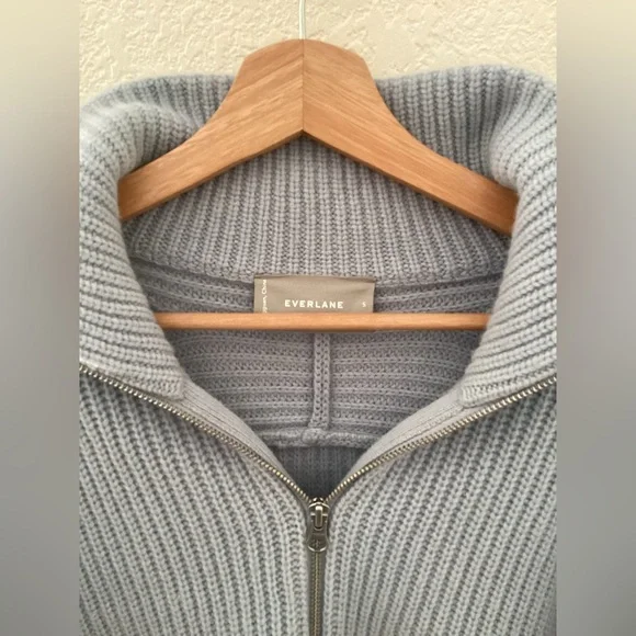 Everlane Wool Half-Zip Sweater Light Powder Cloud Blue Pastel - Picture 3 of 4